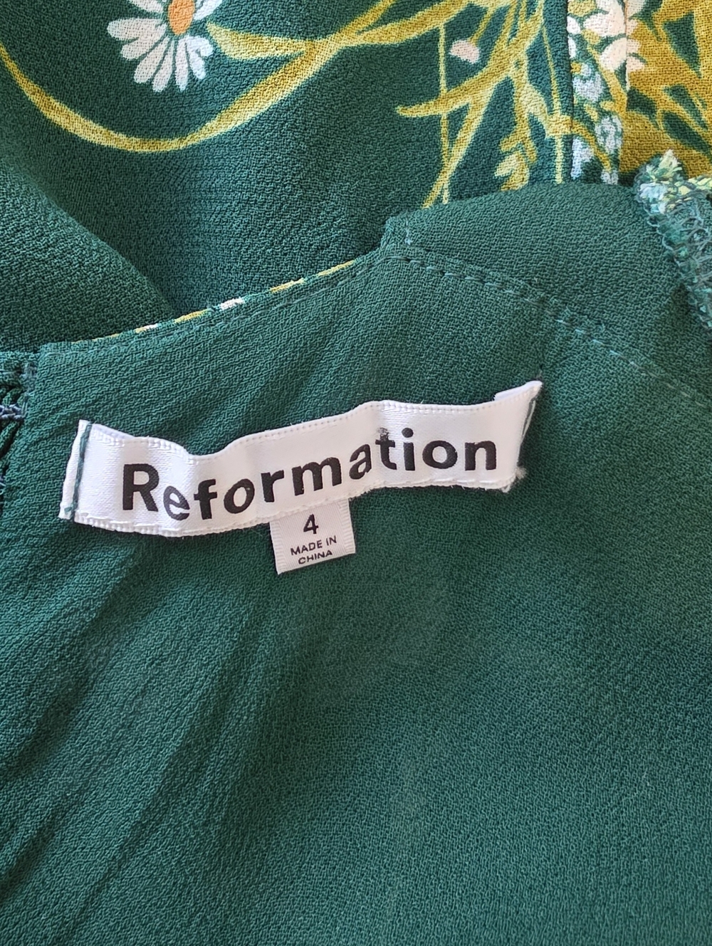 Reformation Rosi Sweetheart Neck Green Floral Dress Size 4 - Picture 6 of 12